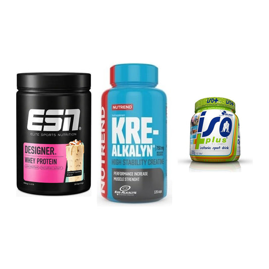 Einsteiger-Set: ESN Designer + Nutrend Kre-Alka + Olimp Iso Plus – alle enthaltenen Artikel