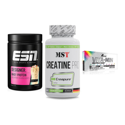 Einsteiger-Set: ESN Designer + MST Creatine Pro + Olimp Vita-Min – alle enthaltenen Artikel