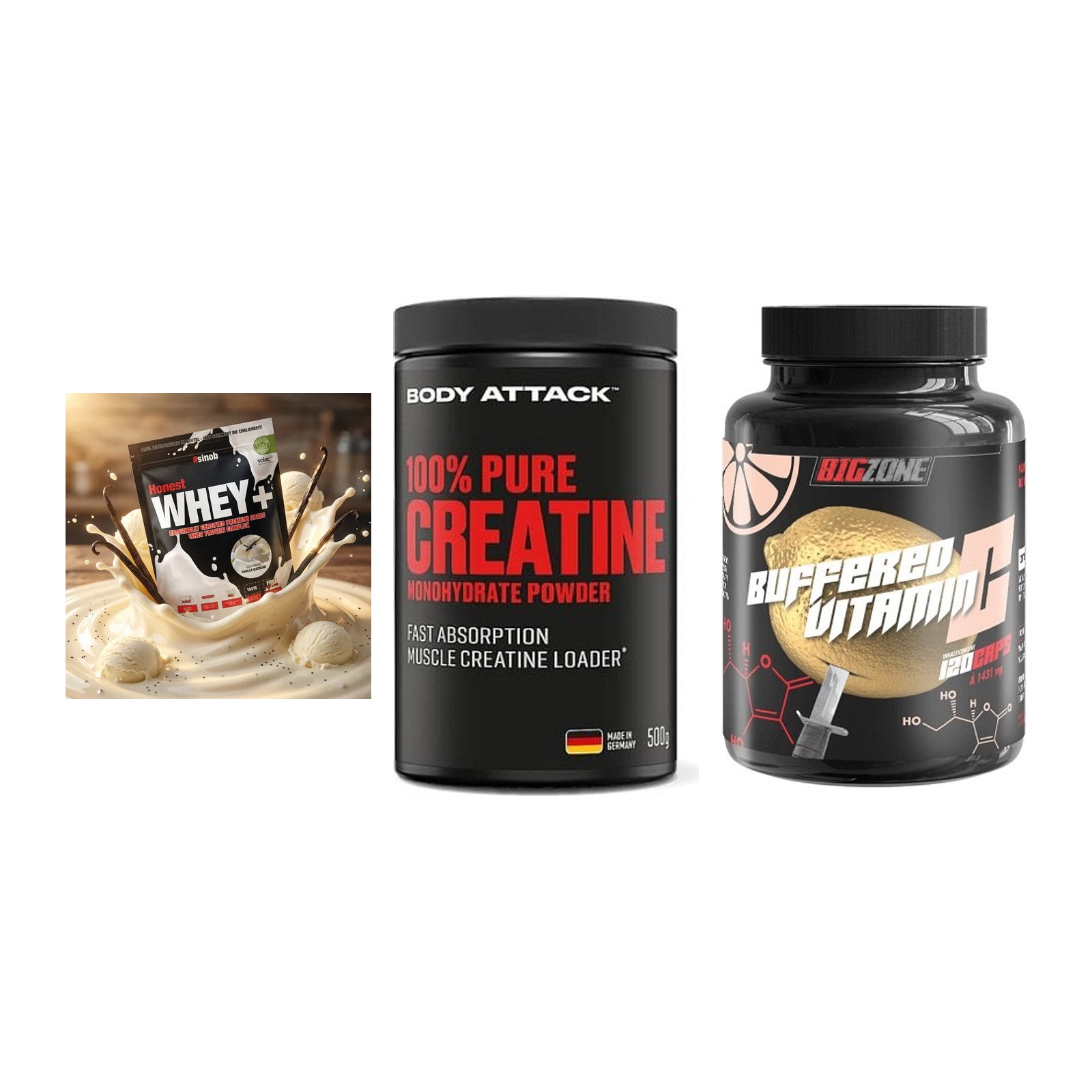 Einsteiger-Set: Sinob Honest + Body Attack 100% + Big Zone Buffere – alle enthaltenen Artikel