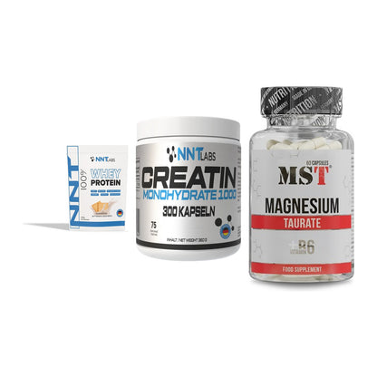 Einsteiger-Set: NNT Whey + NNT Creatin 1000 mg + MST Magnesium Taurat – alle enthaltenen Artikel
