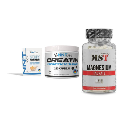 Einsteiger-Set: NNT Whey + NNT Creatin 1000 mg + MST Magnesium Taurat – alle enthaltenen Artikel