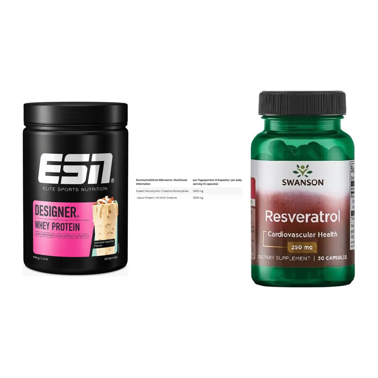 Einsteiger-Set: ESN Designer + INLEAD Creatine + Swanson Resverat – alle enthaltenen Artikel
