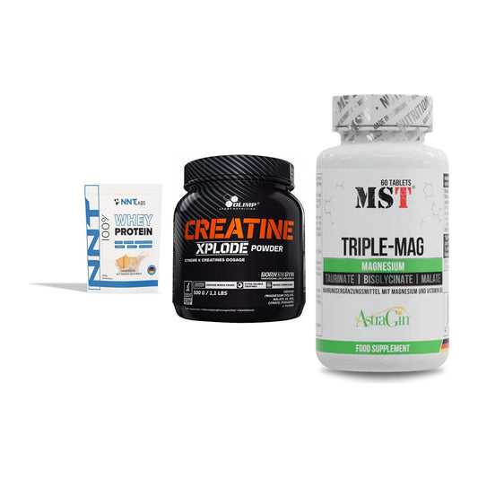 Einsteiger-Set: NNT Whey + Olimp Creatine + MST Tripple Mag – alle enthaltenen Artikel