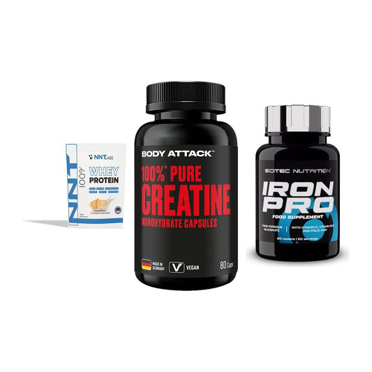 Einsteiger-Set: NNT Whey + Body Attack 100% + Scitec Iron Pro – alle enthaltenen Artikel
