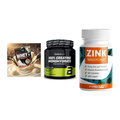 Einsteiger-Set: Sinob Honest + BioTech Creatine + ProFuel Zink – alle enthaltenen Artikel