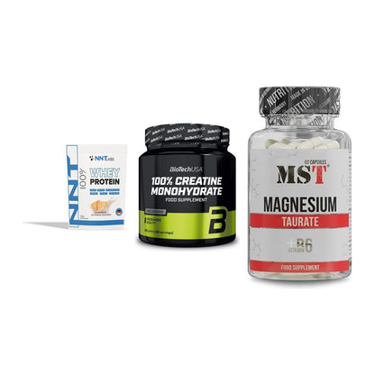 Einsteiger-Set: NNT Whey + BioTech Creatine + MST Magnesium – alle enthaltenen Artikel