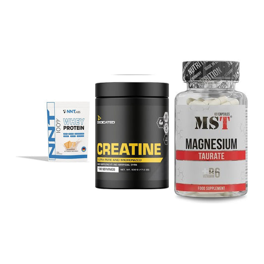 Einsteiger-Set: NNT Whey + Dedicated Creatine + MST Magnesium Taurat – alle enthaltenen Artikel