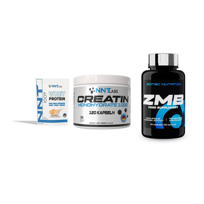 Einsteiger-Set: NNT Whey + NNT Creatin 1000 mg + Scitec ZMB – alle enthaltenen Artikel