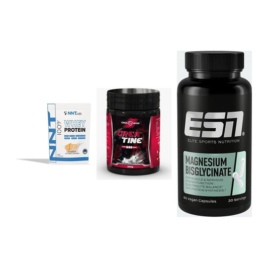 Einsteiger-Set: NNT Whey + CREASWISS + ESN Magnesium – alle enthaltenen Artikel