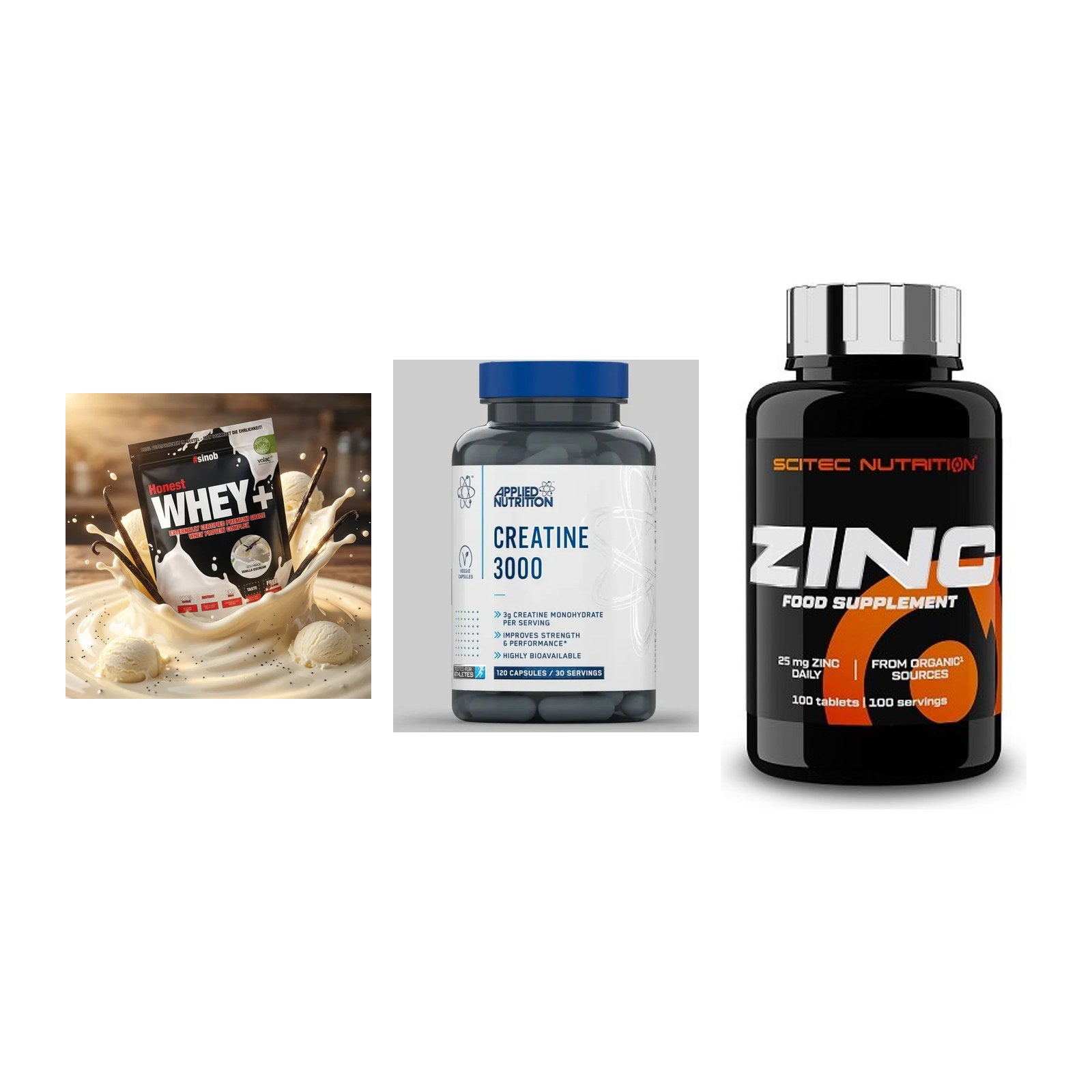 Einsteiger-Set: Sinob Honest + Applied Nutritio + Scitec Zinc – alle enthaltenen Artikel