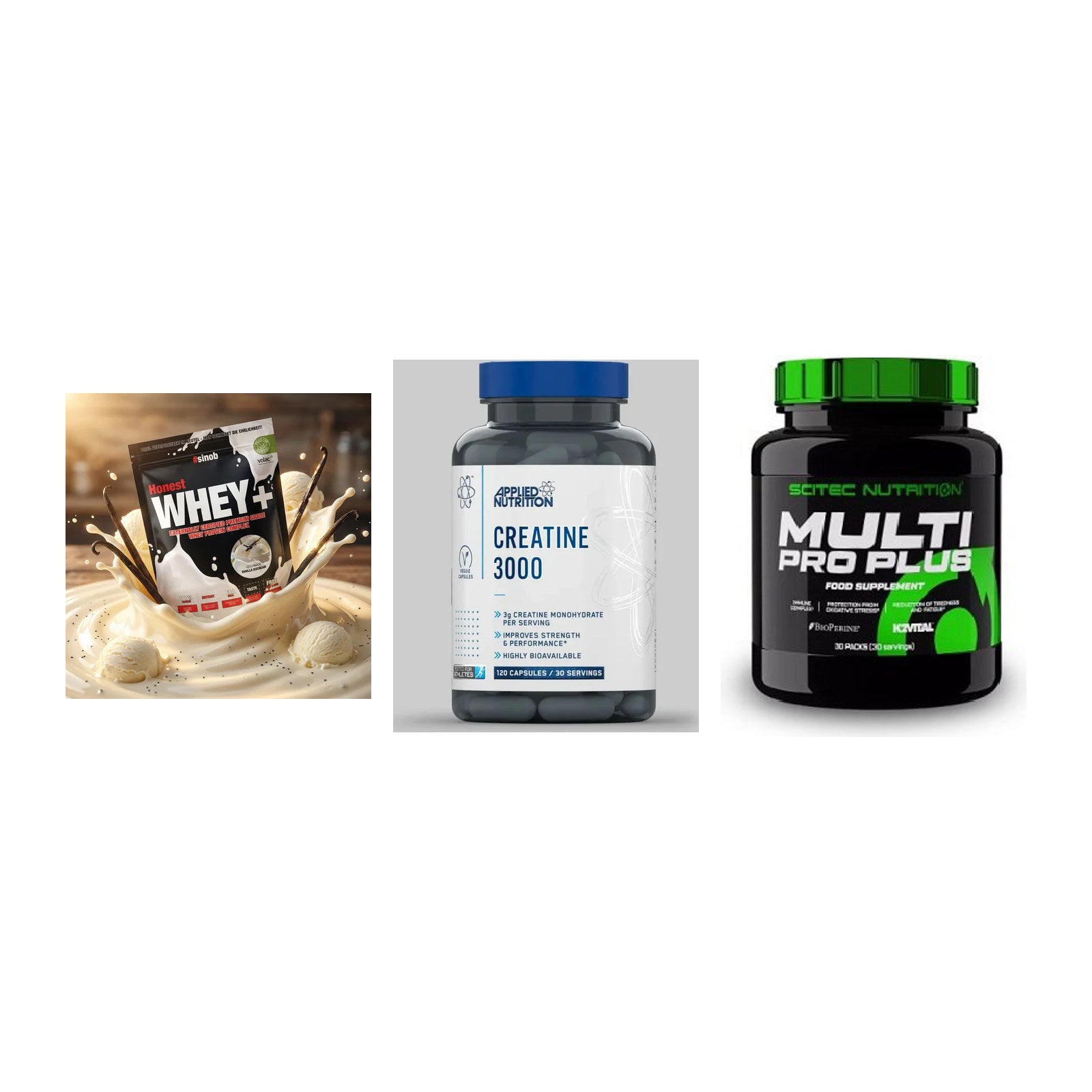Einsteiger-Set: Sinob Honest + Applied Nutritio + Scitec Multi Pro – alle enthaltenen Artikel