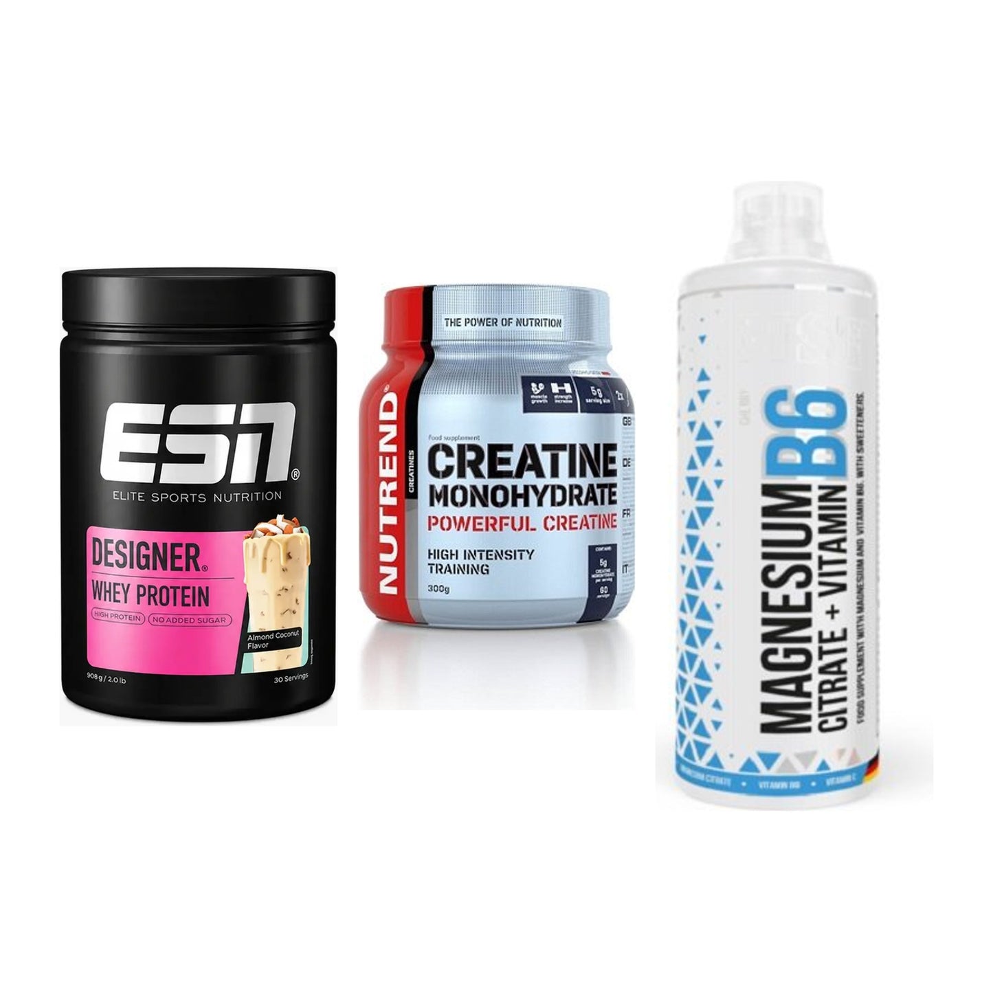 Einsteiger-Set: ESN Designer + Nutrend Creatine + MST Magnesium B6 – alle enthaltenen Artikel