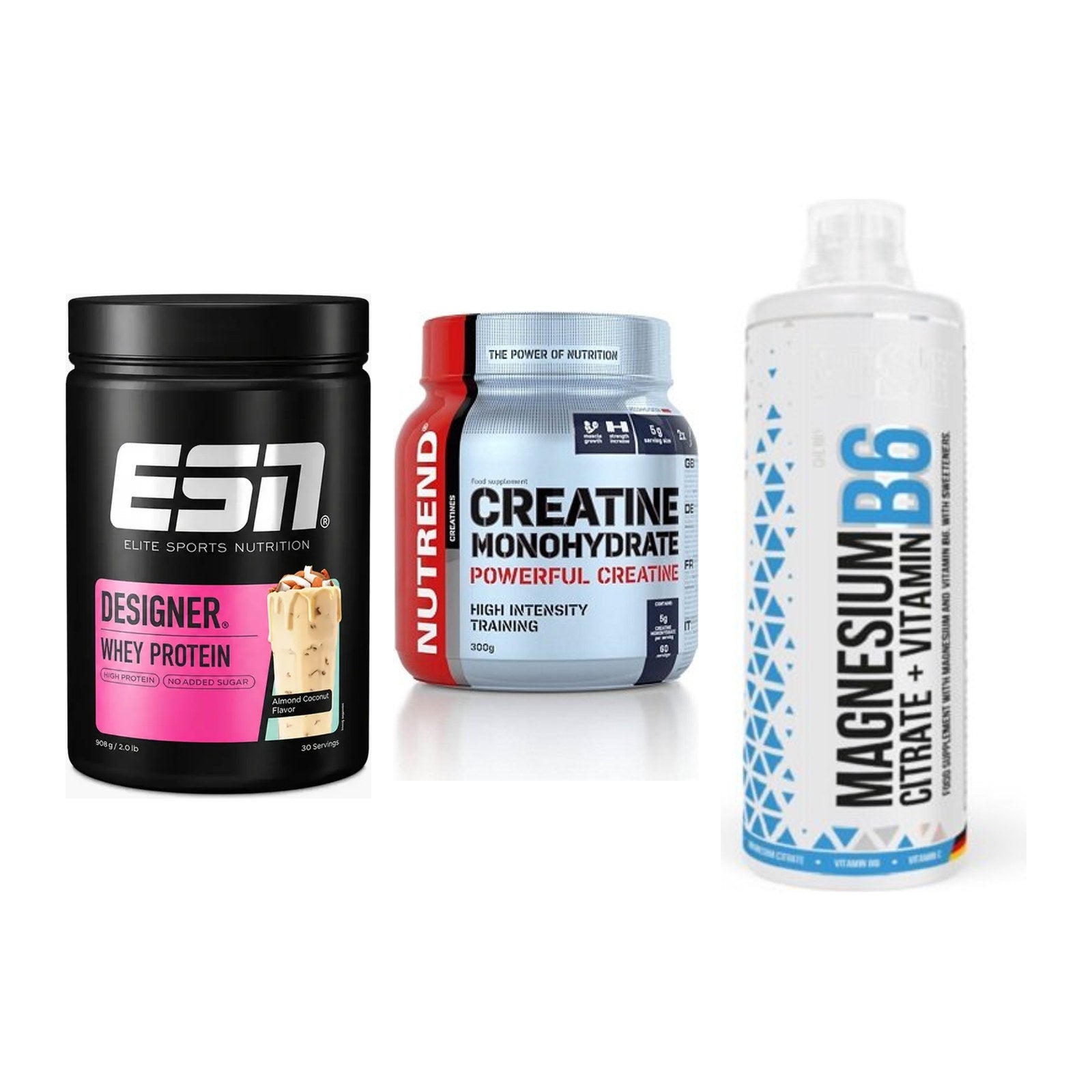 Einsteiger-Set: ESN Designer + Nutrend Creatine + MST Magnesium B6 – alle enthaltenen Artikel