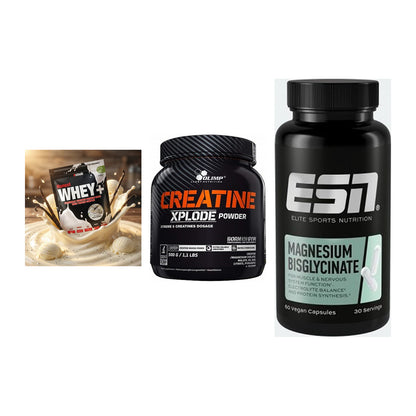 Einsteiger-Set: Sinob Honest + Olimp Creatine + ESN Magnesium – alle enthaltenen Artikel