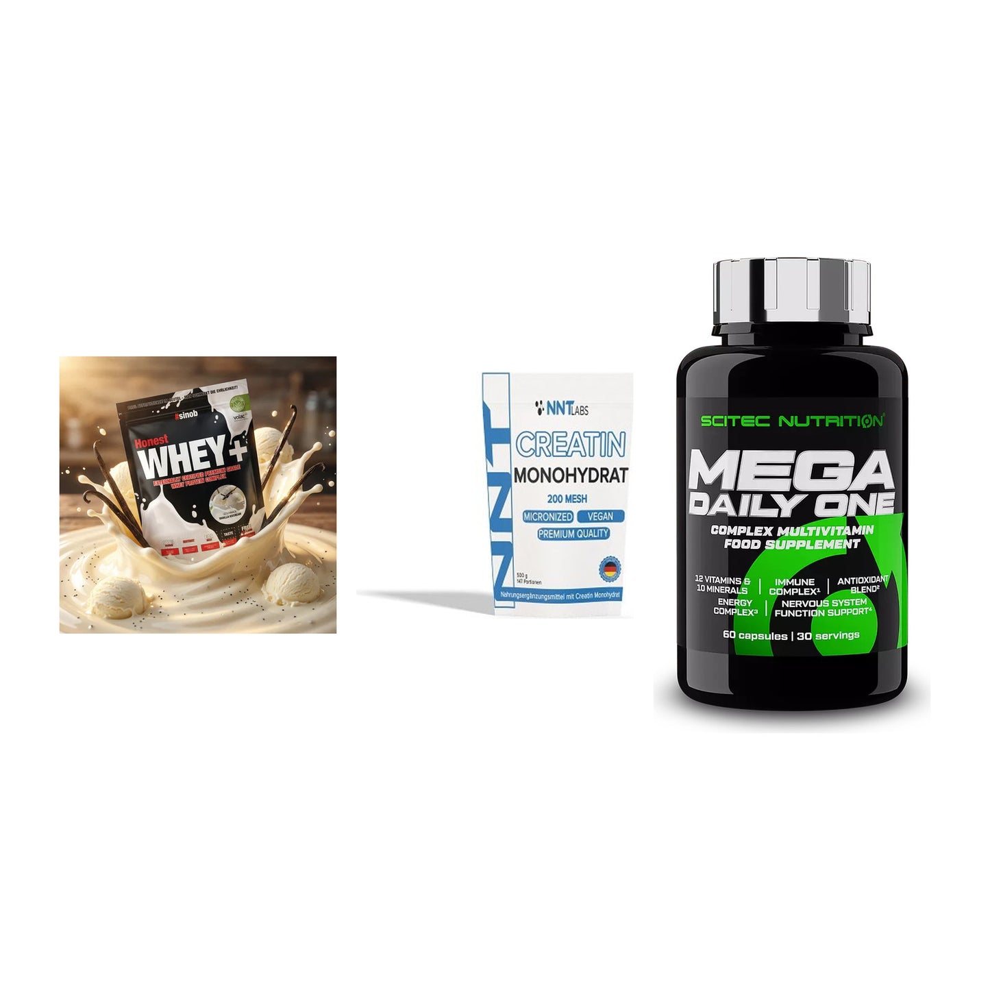 Einsteiger-Set: Sinob Honest + NNT Creatin + Scitec Mega – alle enthaltenen Artikel