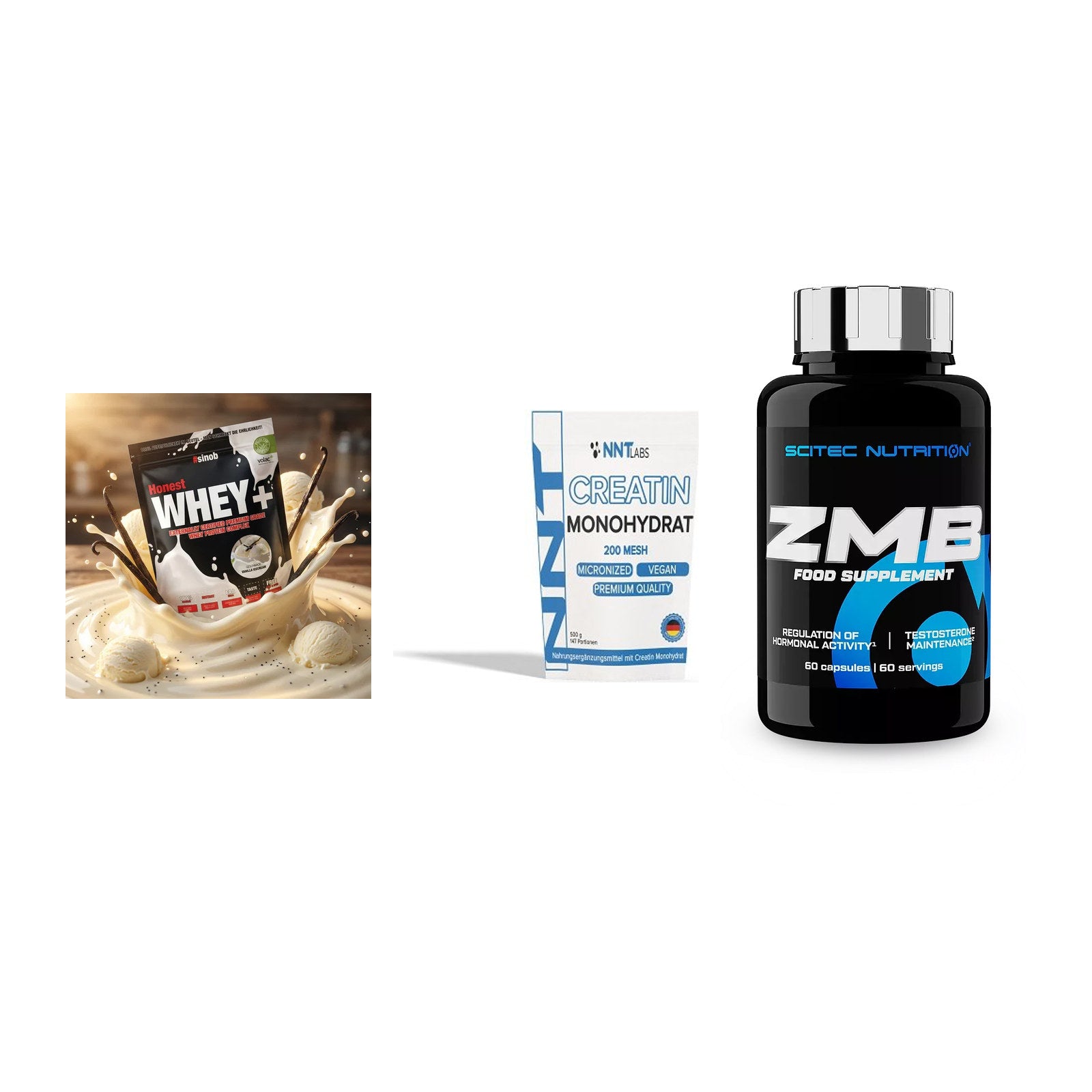 Einsteiger-Set: Sinob Honest + NNT Creatin + Scitec ZMB – alle enthaltenen Artikel