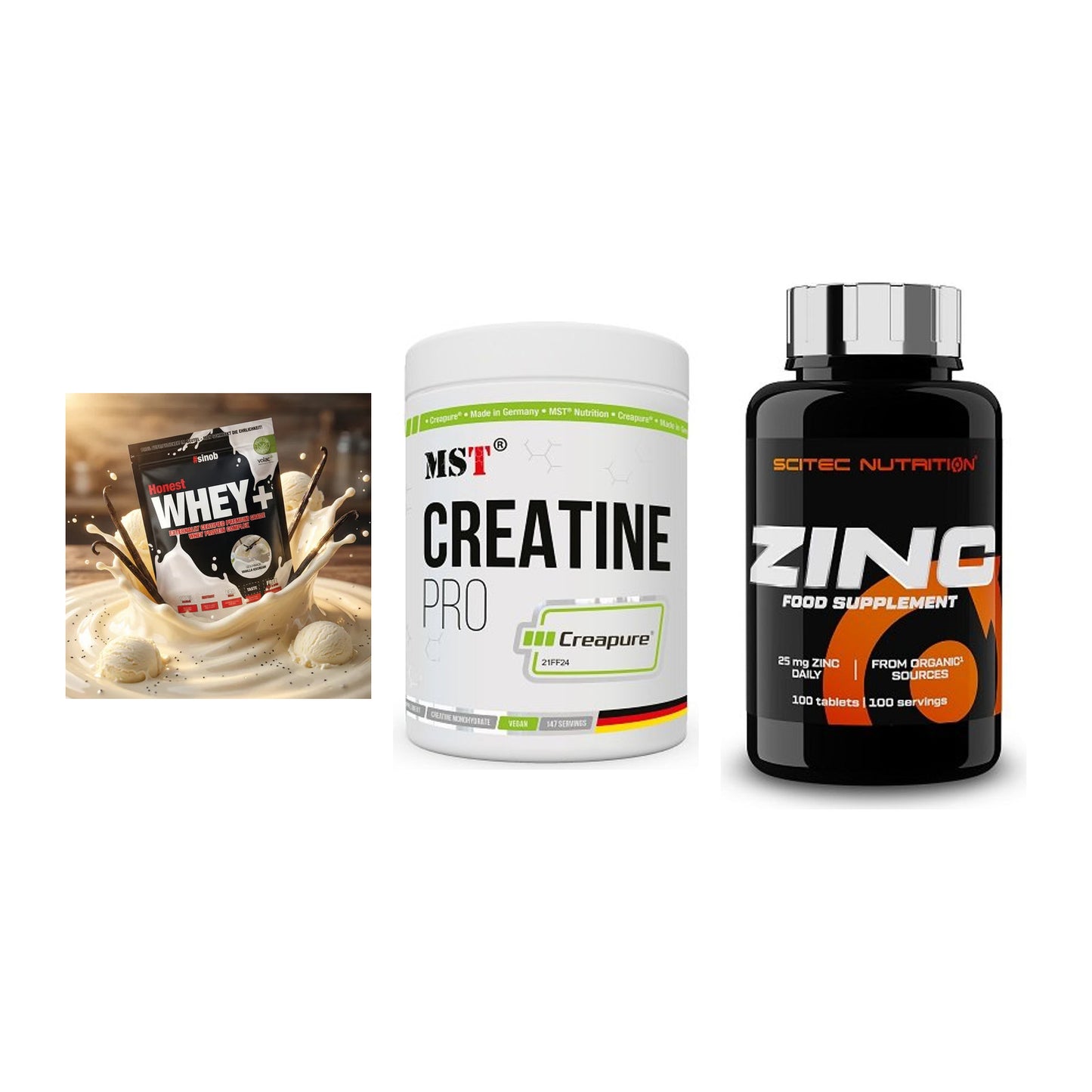 Einsteiger-Set: Sinob Honest + MST Creatin Pro + Scitec Zinc – alle enthaltenen Artikel