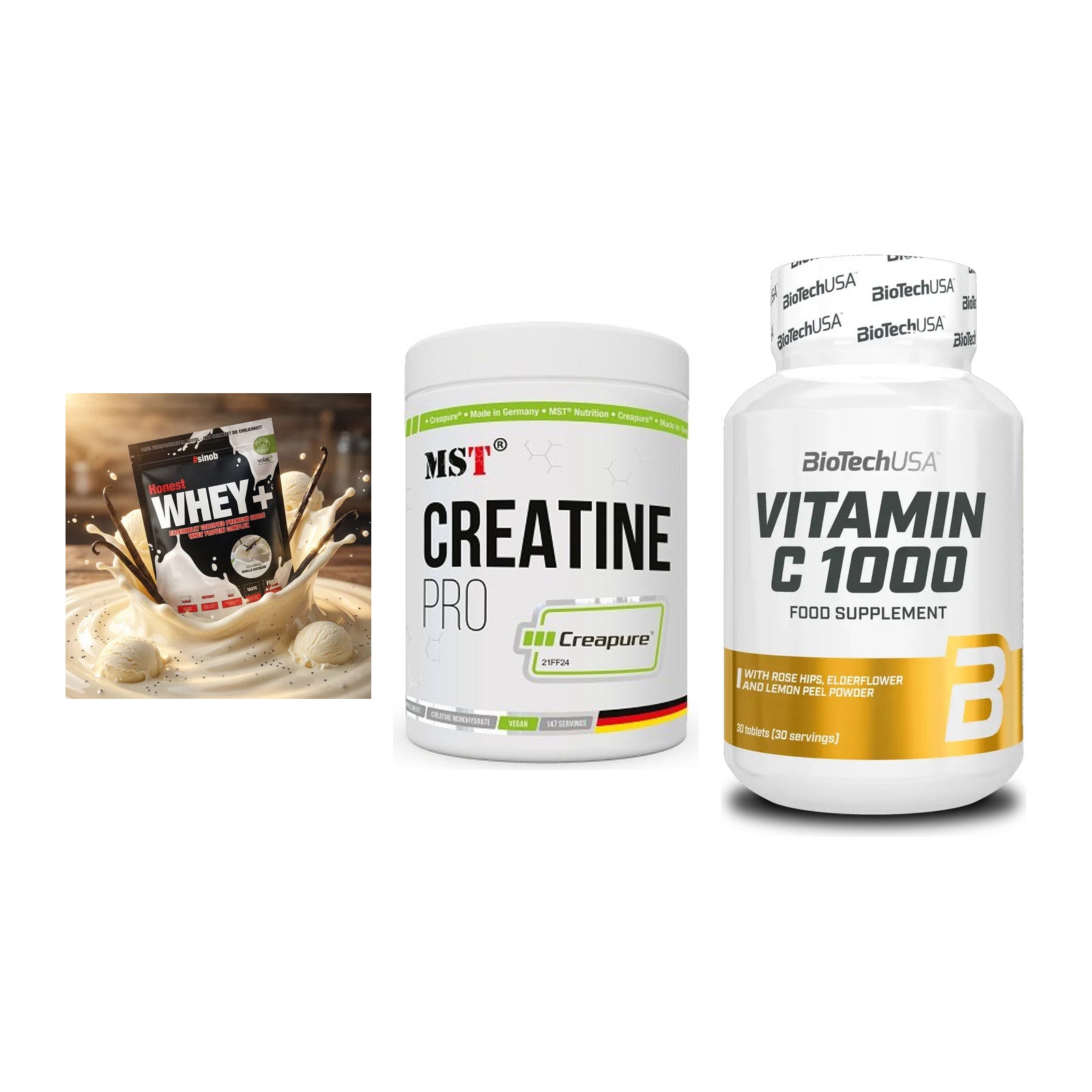 Einsteiger-Set: Sinob Honest + MST Creatin Pro + BioTech Vitamin – alle enthaltenen Artikel