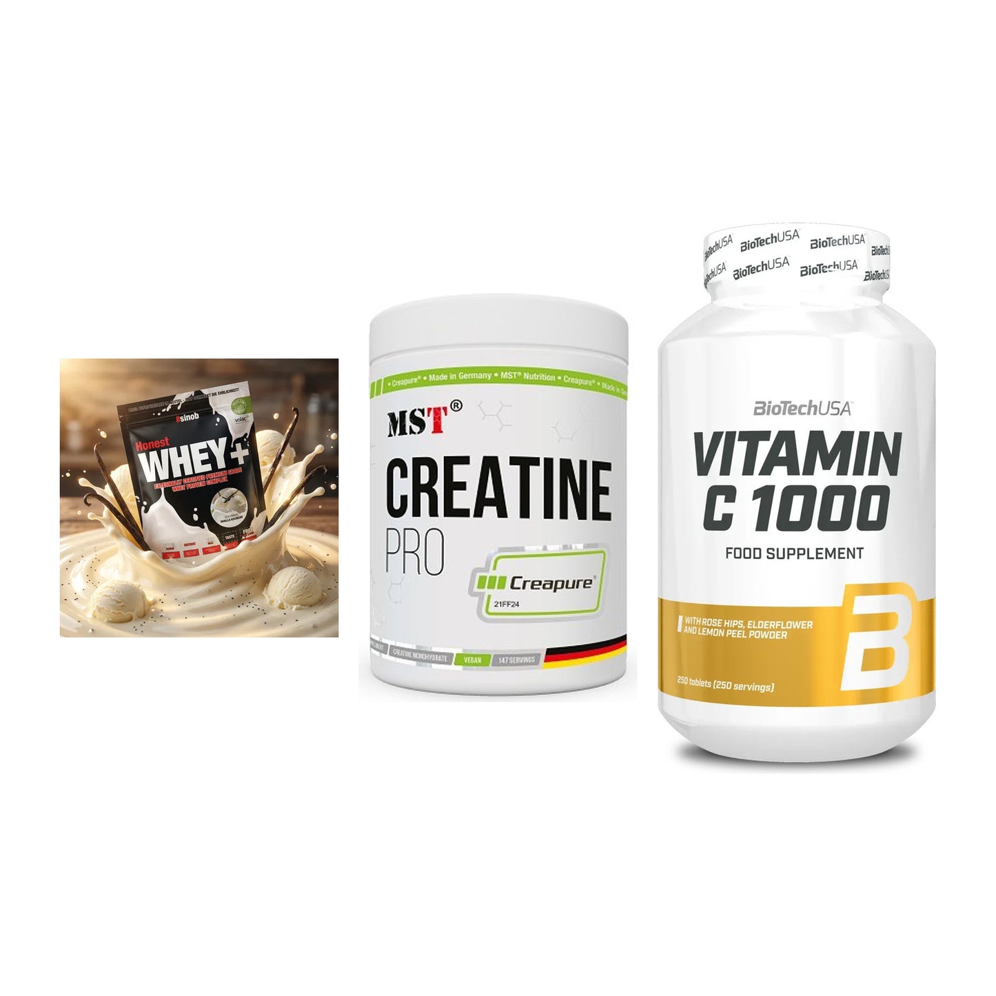 Einsteiger-Set: Sinob Honest + MST Creatin Pro + BioTech Vitamin – alle enthaltenen Artikel