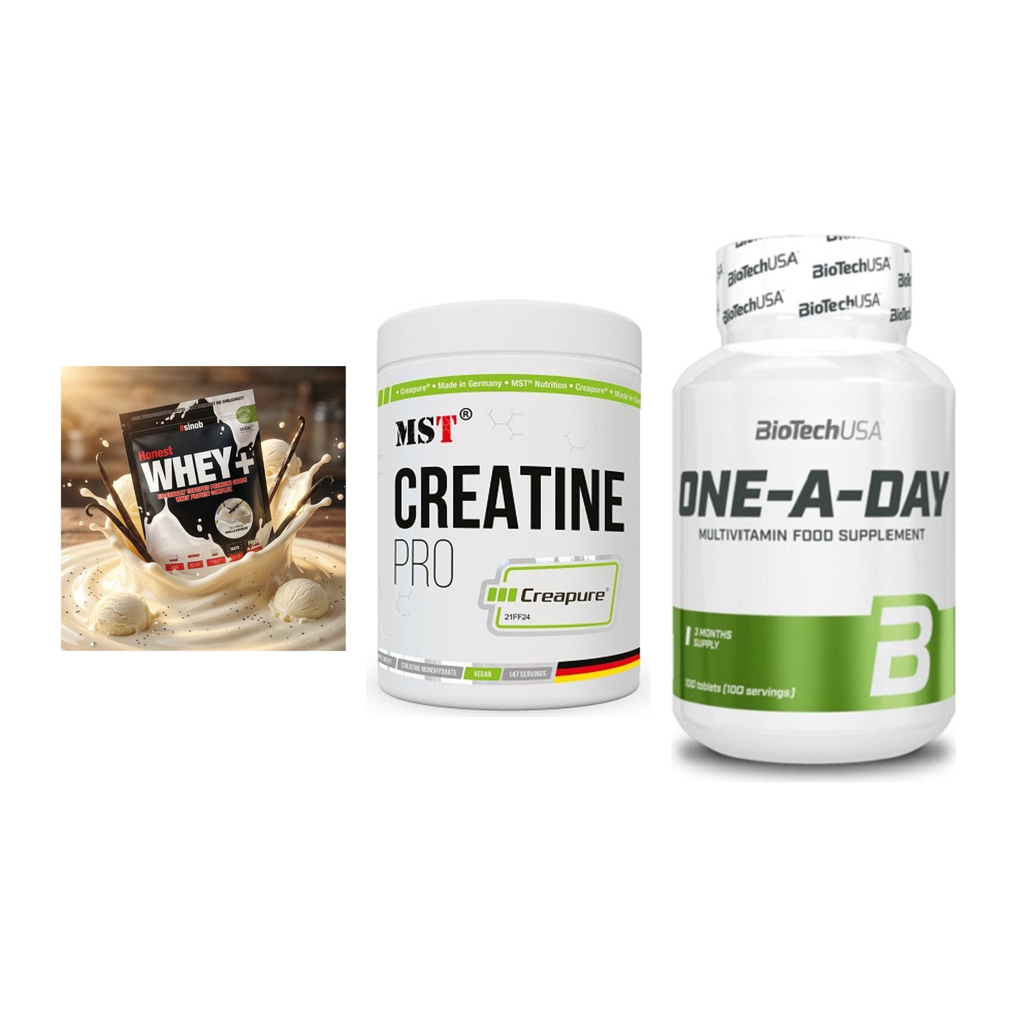 Einsteiger-Set: Sinob Honest + MST Creatin Pro + BioTech One A – alle enthaltenen Artikel