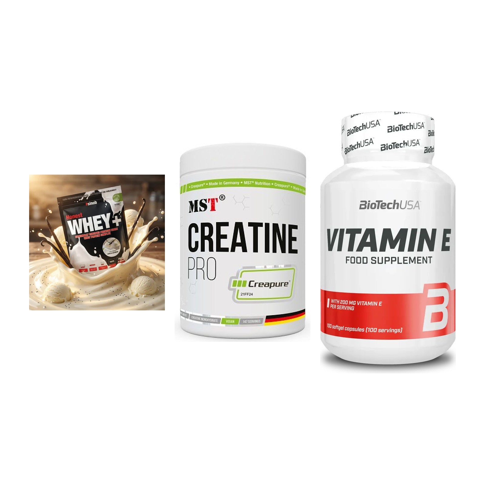Einsteiger-Set: Sinob Honest + MST Creatin Pro + BioTech Vitamin – alle enthaltenen Artikel