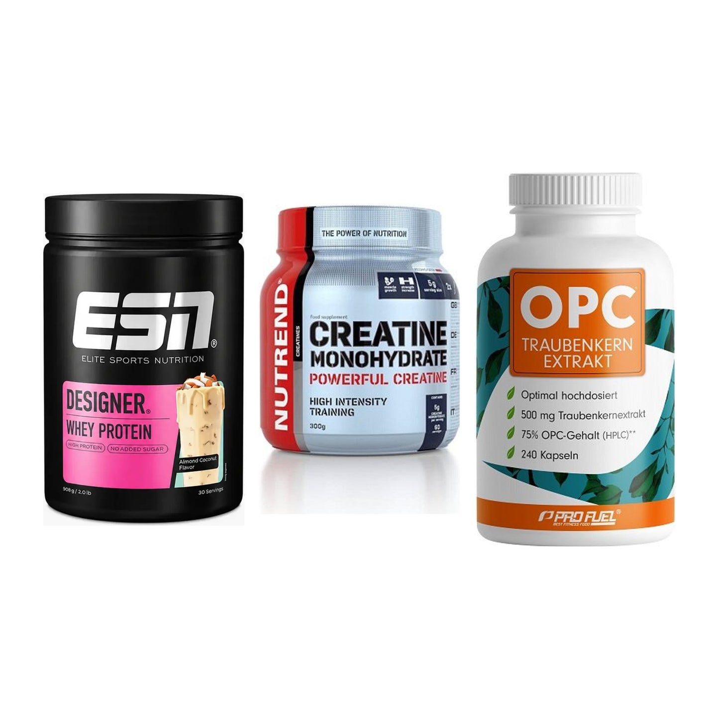 Einsteiger-Set: ESN Designer + Nutrend Creatine + ProFuel OPC – alle enthaltenen Artikel