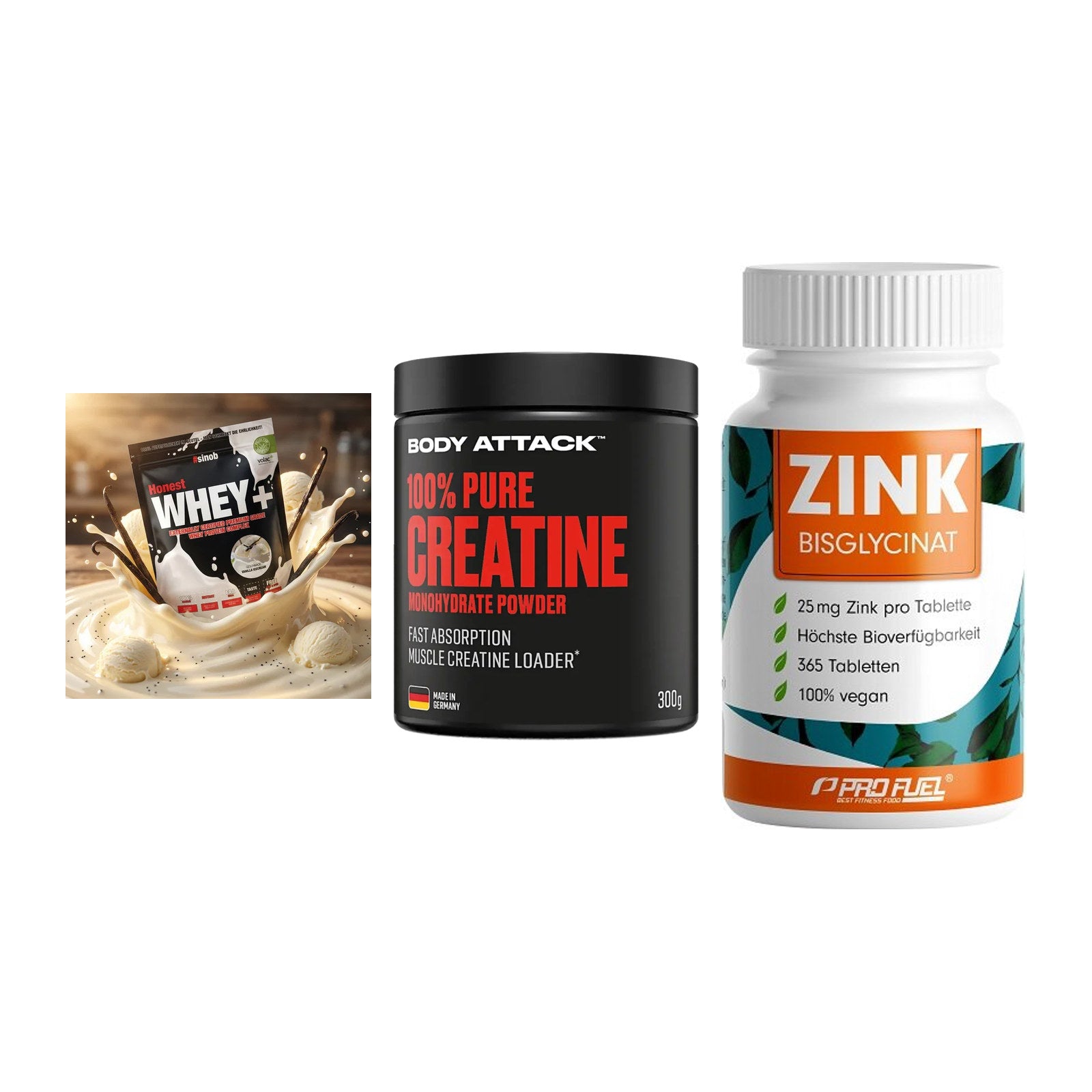 Einsteiger-Set: Sinob Honest + Body Attack 100% + ProFuel Zink – alle enthaltenen Artikel