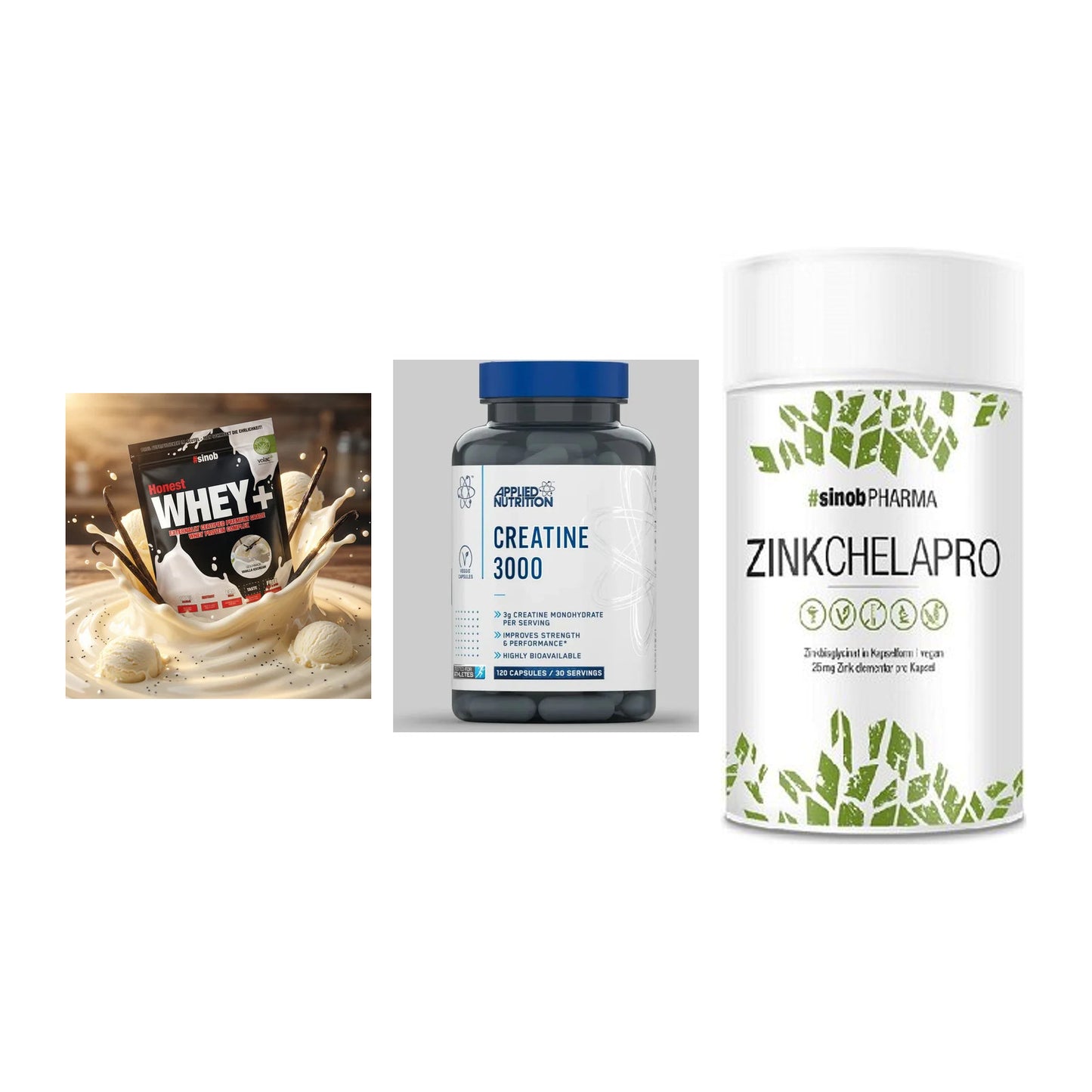 Einsteiger-Set: Sinob Honest + Applied Nutritio + Sinob Zink – alle enthaltenen Artikel
