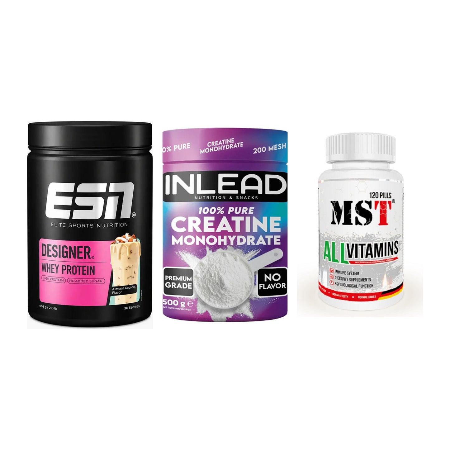 Einsteiger-Set: ESN Designer + INLEAD Creatine + MST All Vitamins – alle enthaltenen Artikel