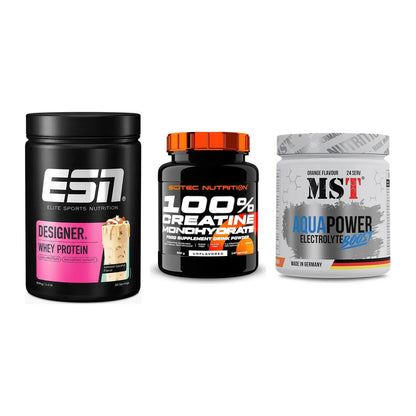 Einsteiger-Set: ESN Designer + Scitec Creatine + MST Aqua Power – alle enthaltenen Artikel
