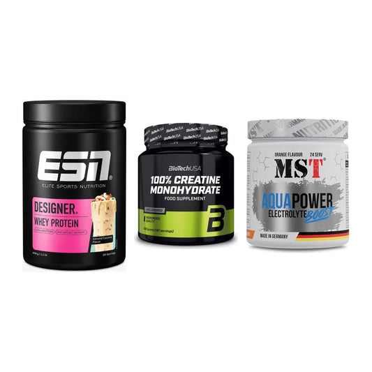Einsteiger-Set: ESN Designer + BioTech Creatine + MST Aqua Power – alle enthaltenen Artikel