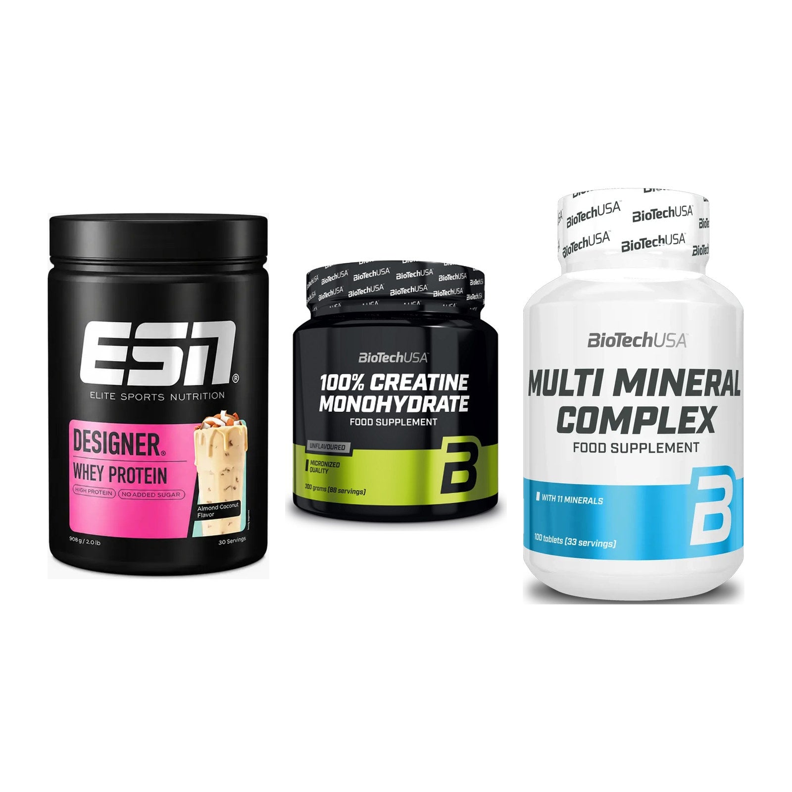 Einsteiger-Set: ESN Designer + BioTech Creatine + BioTech Multi – alle enthaltenen Artikel