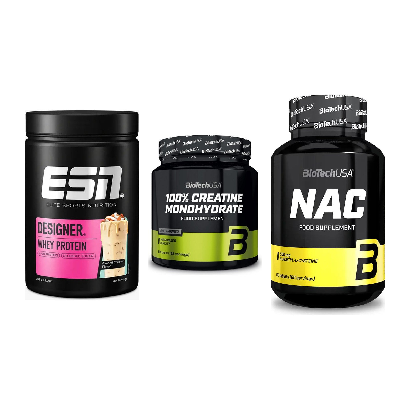 Einsteiger-Set: ESN Designer + BioTech Creatine + BioTech NAC – alle enthaltenen Artikel