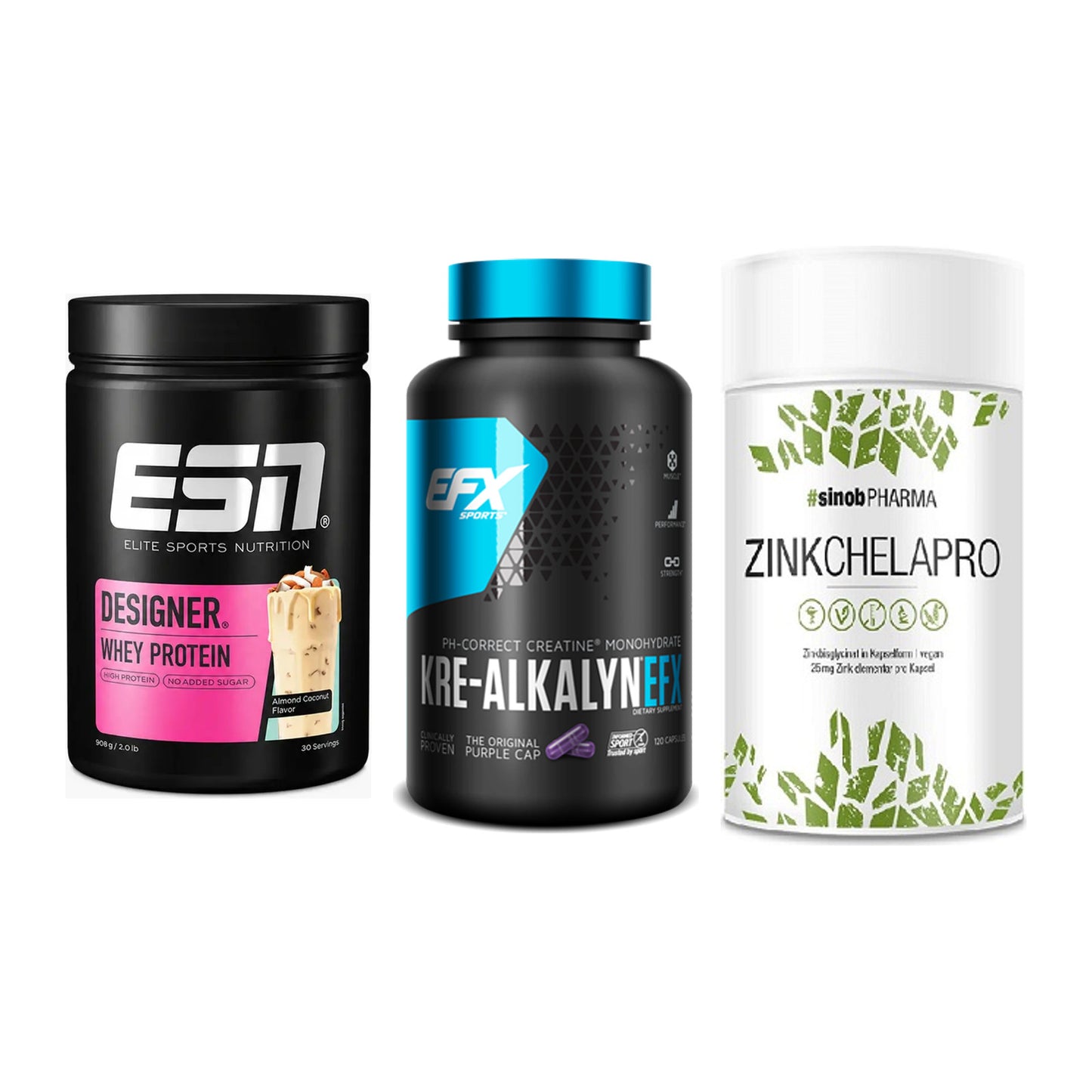 Einsteiger-Set: ESN Designer + EFX Kre-Alkalyn + Sinob Zink – alle enthaltenen Artikel