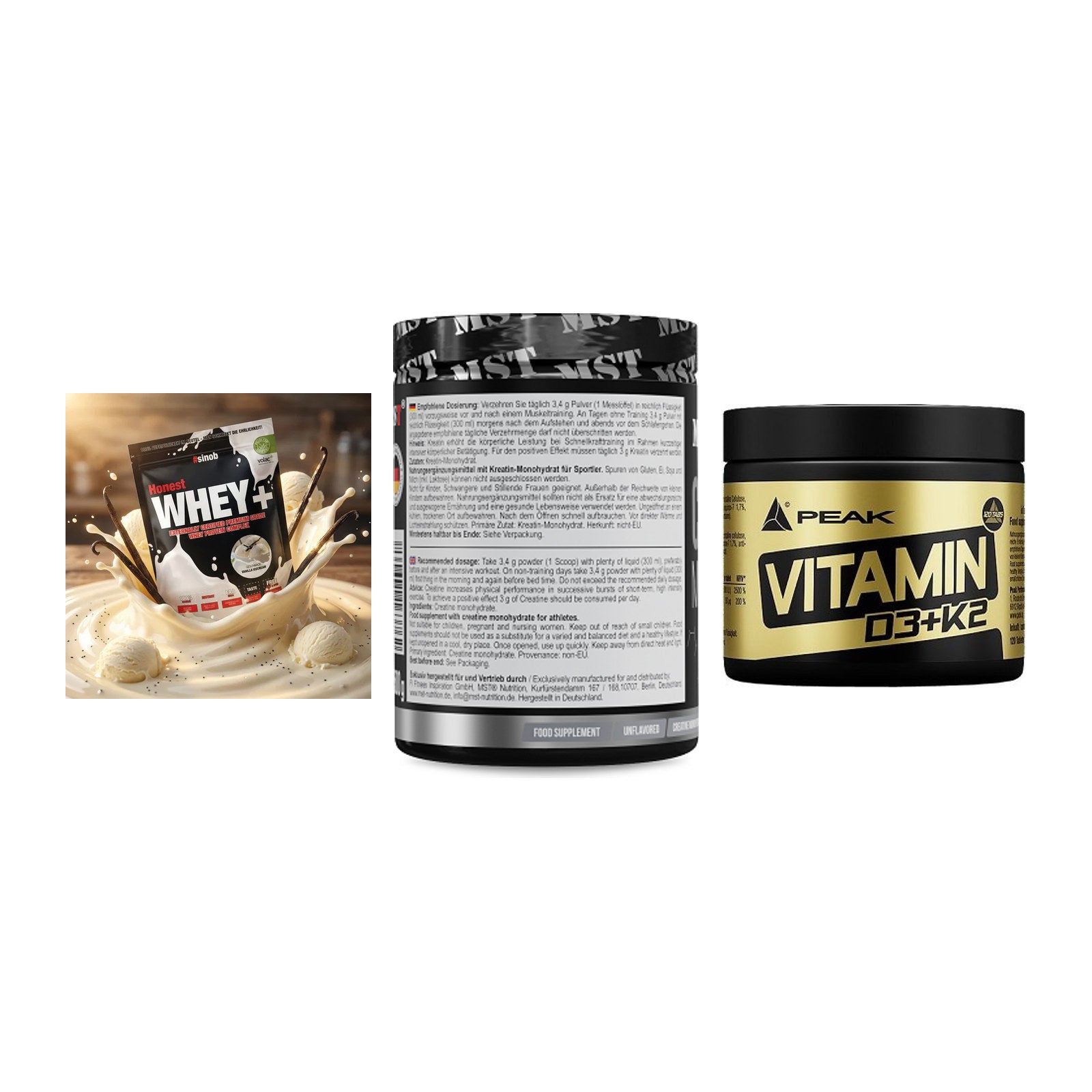 Einsteiger-Set: Sinob Honest + MST Creatin + Peak Vitamin – alle enthaltenen Artikel