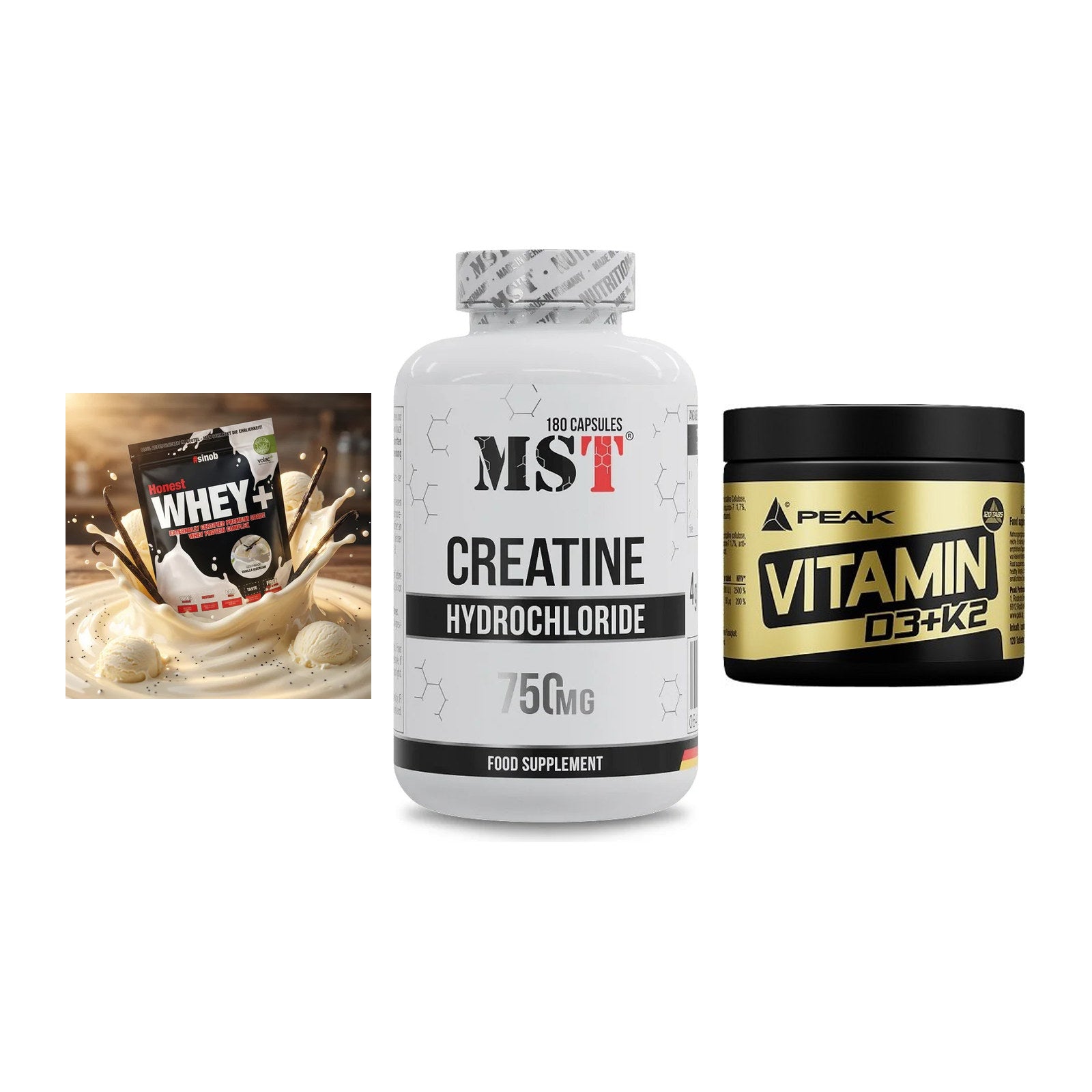 Einsteiger-Set: Sinob Honest + MST Creatine HCL + Peak Vitamin – alle enthaltenen Artikel