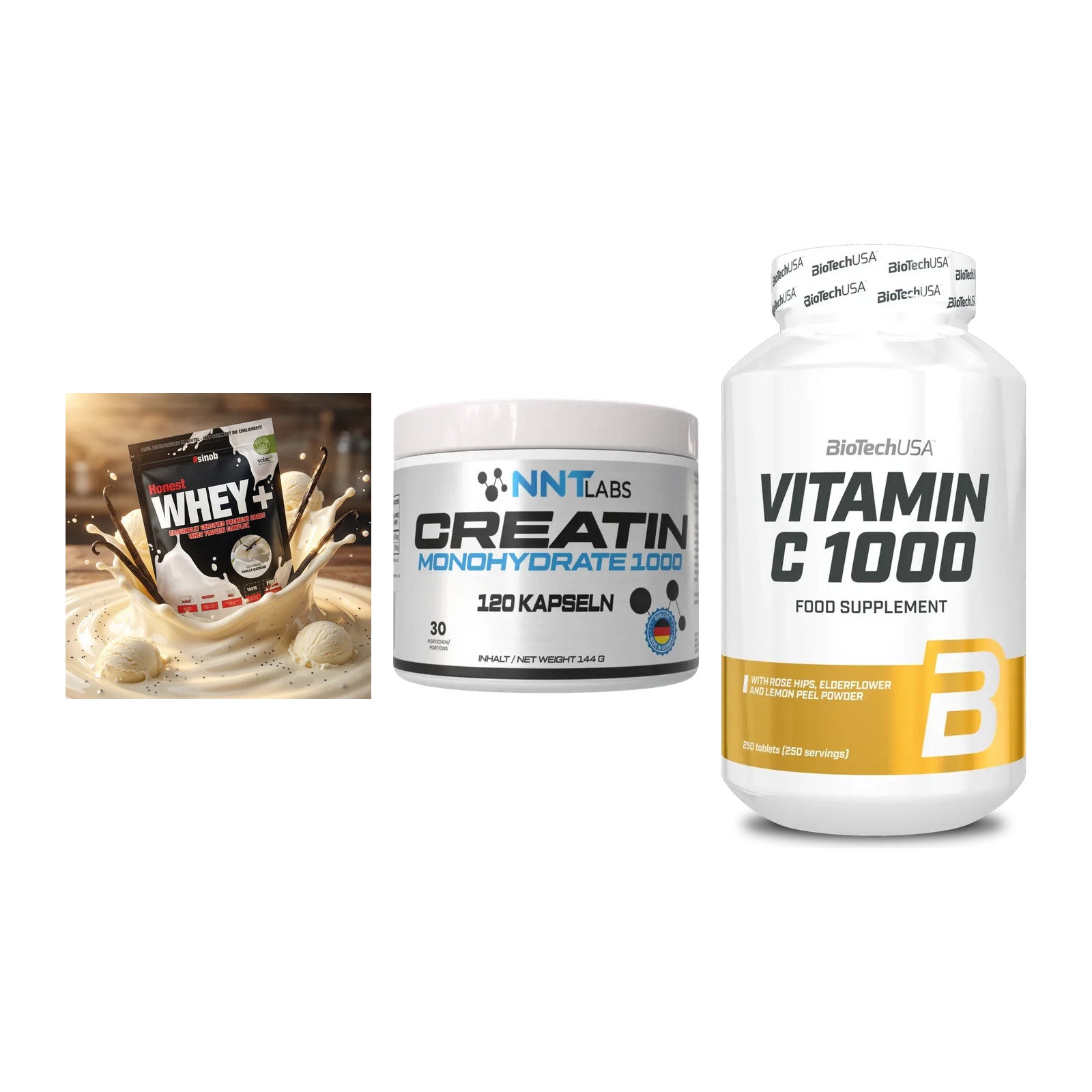 Einsteiger-Set: Sinob Honest + NNT Creatin 1000 + BioTech Vitamin – alle enthaltenen Artikel