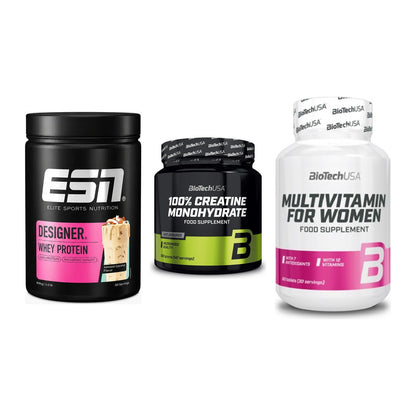Einsteiger-Set: ESN Designer + BioTech Creatine + BioTech Multivit – alle enthaltenen Artikel