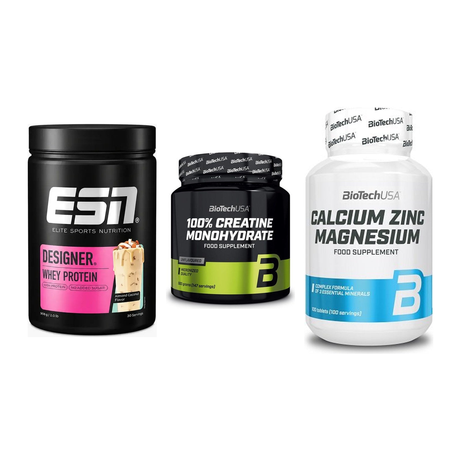 Einsteiger-Set: ESN Designer + BioTech Creatine + BioTech Calcium – alle enthaltenen Artikel