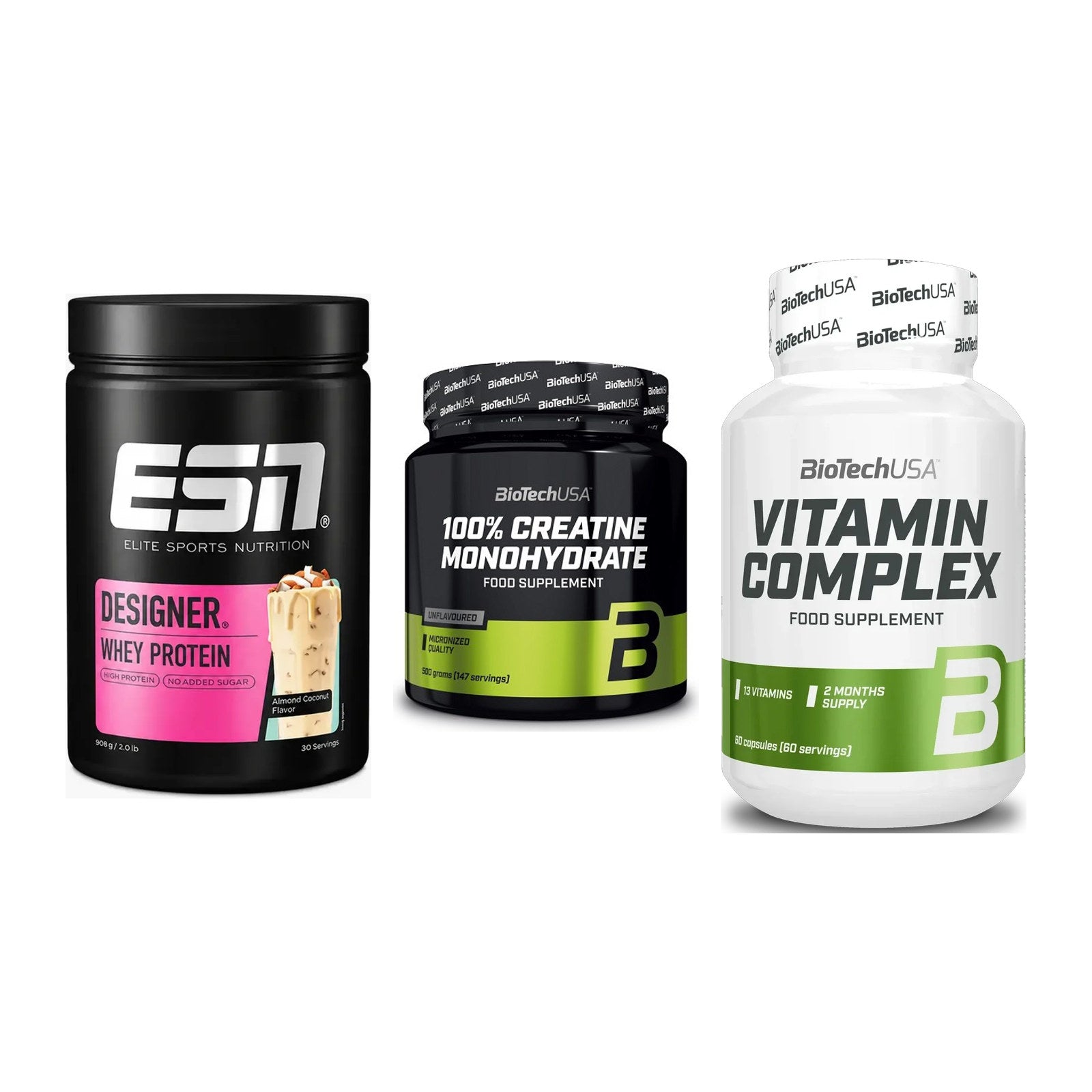 Einsteiger-Set: ESN Designer + BioTech Creatine + BioTech Vitamin – alle enthaltenen Artikel