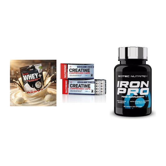 Einsteiger-Set: Sinob Honest + Nutrend Creatine + Scitec Iron Pro – alle enthaltenen Artikel