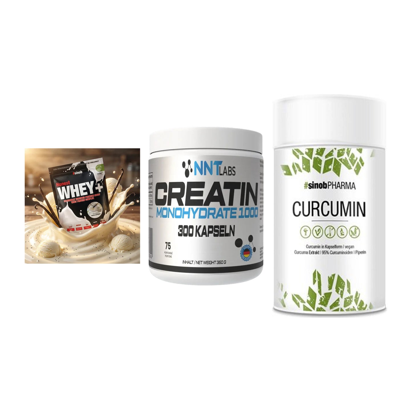 Einsteiger-Set: Sinob Honest + NNT Creatin 1000 + Sinob Curcumin – alle enthaltenen Artikel
