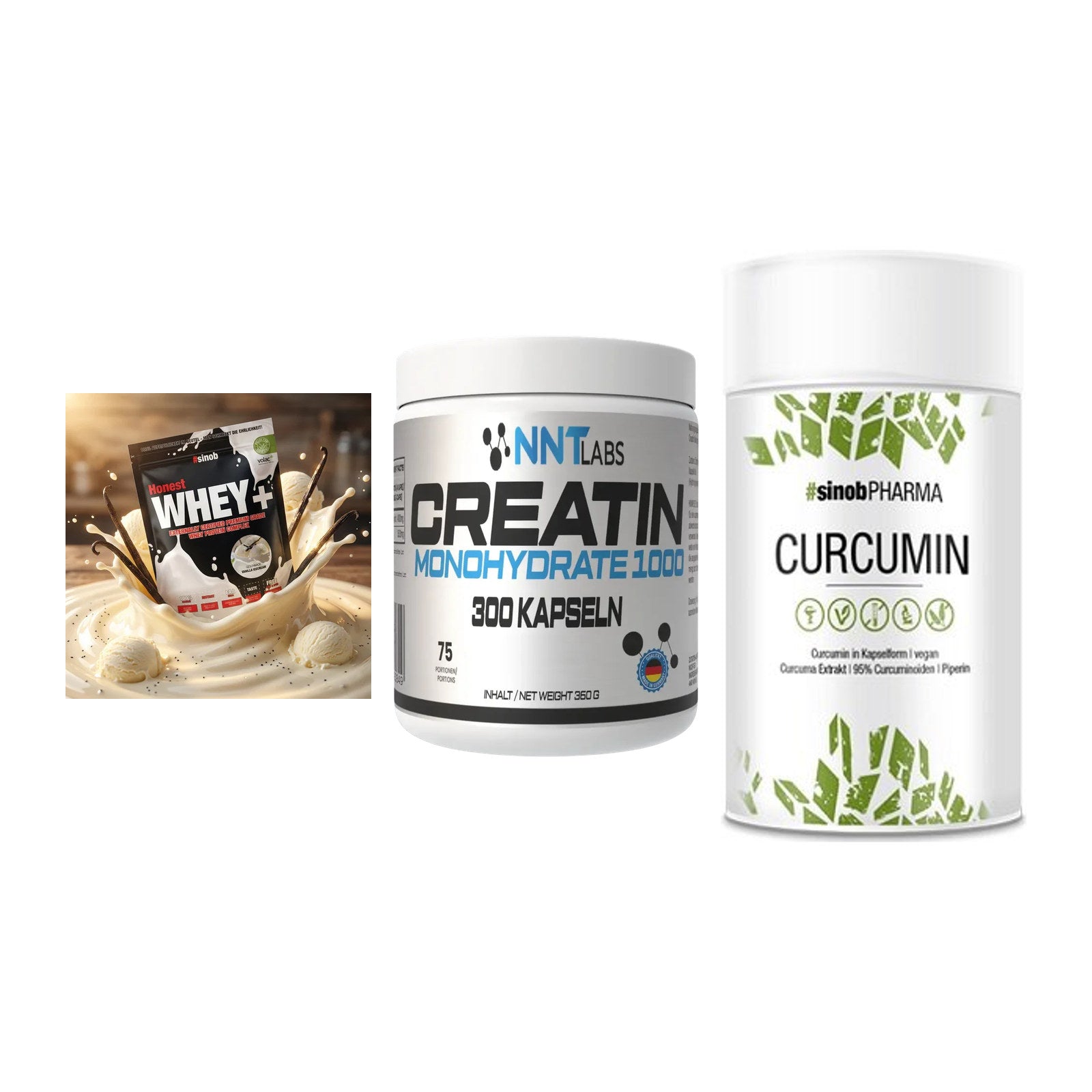 Einsteiger-Set: Sinob Honest + NNT Creatin 1000 + Sinob Curcumin – alle enthaltenen Artikel
