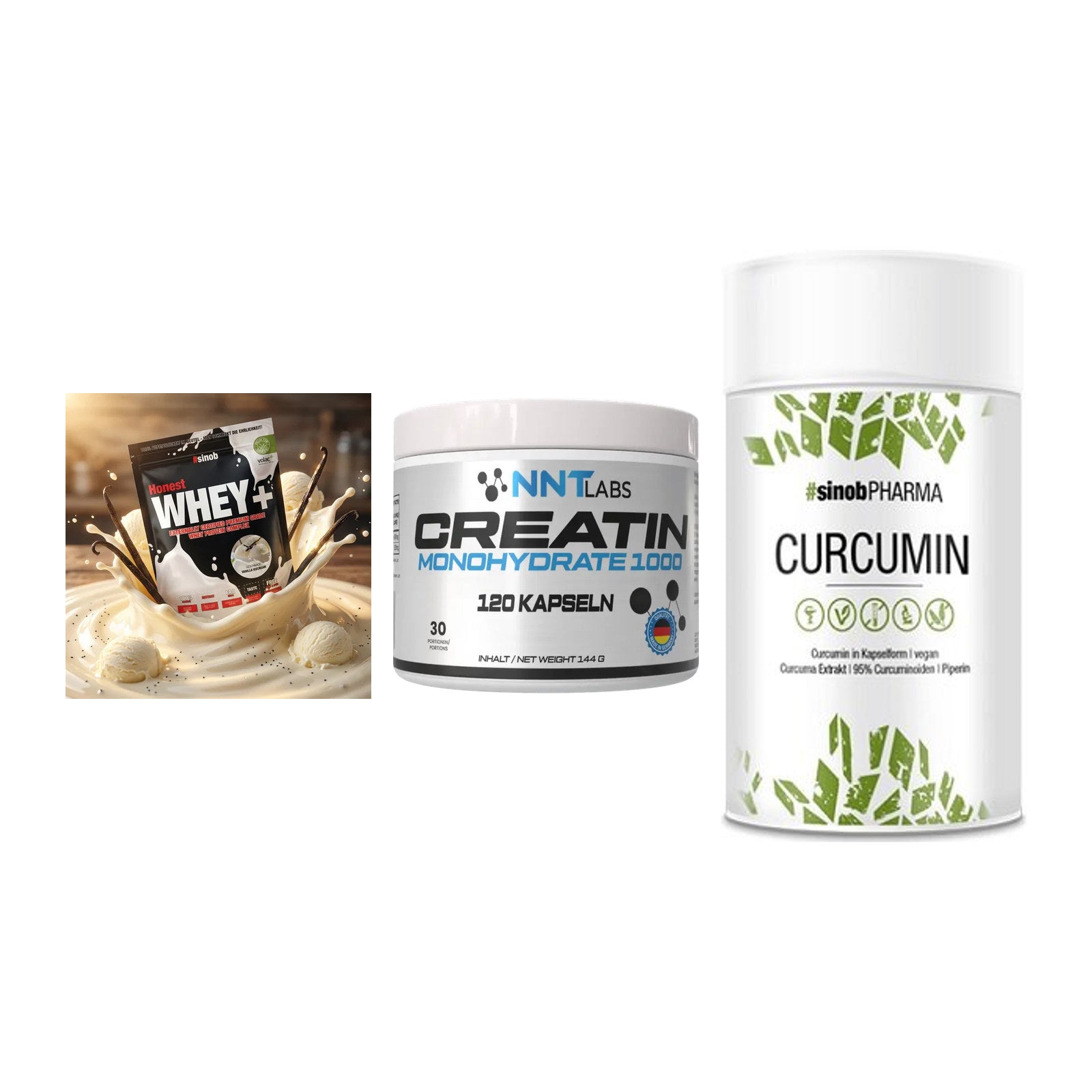 Einsteiger-Set: Sinob Honest + NNT Creatin 1000 + Sinob Curcumin – alle enthaltenen Artikel