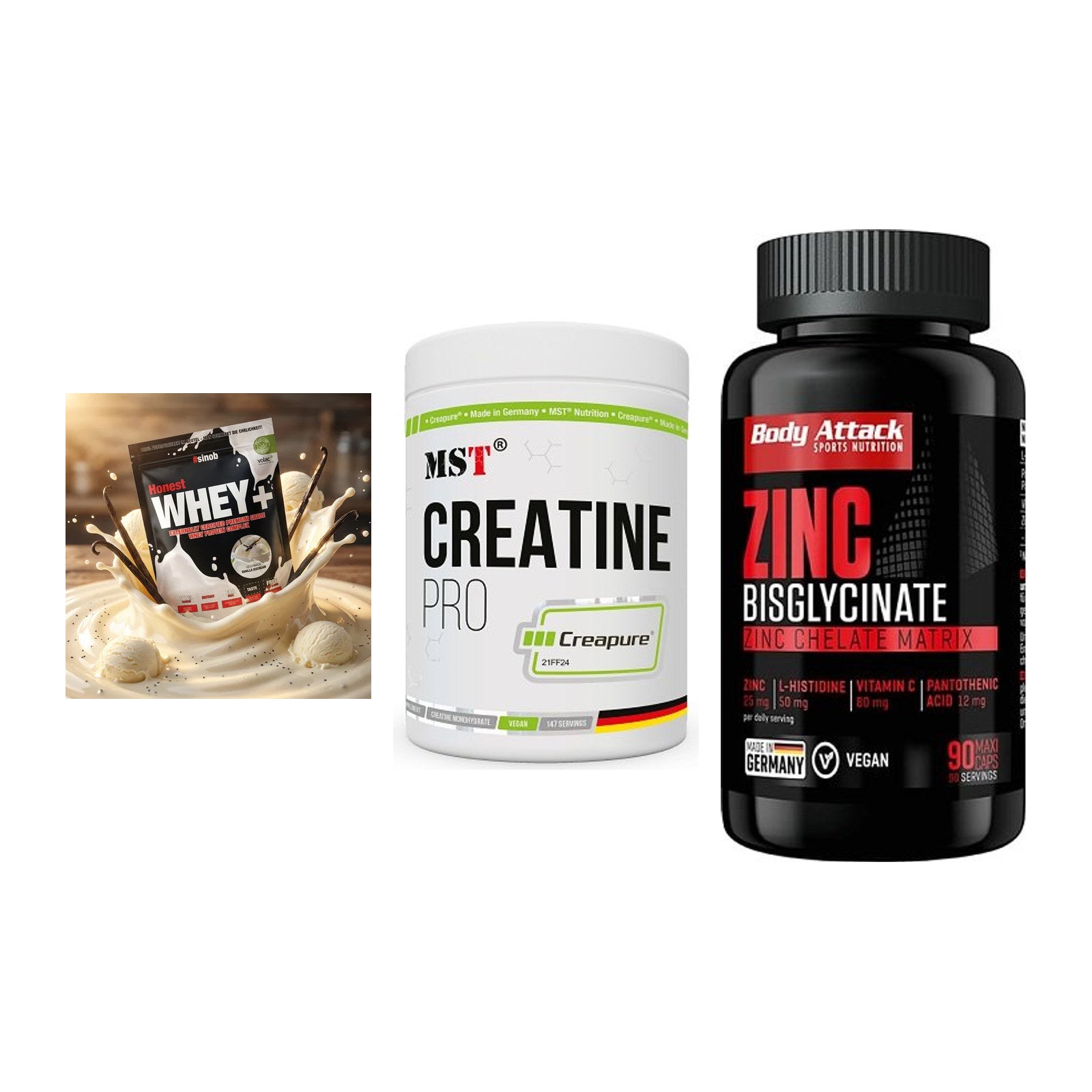 Einsteiger-Set: Sinob Honest + MST Creatin Pro + Body Attack Zink – alle enthaltenen Artikel
