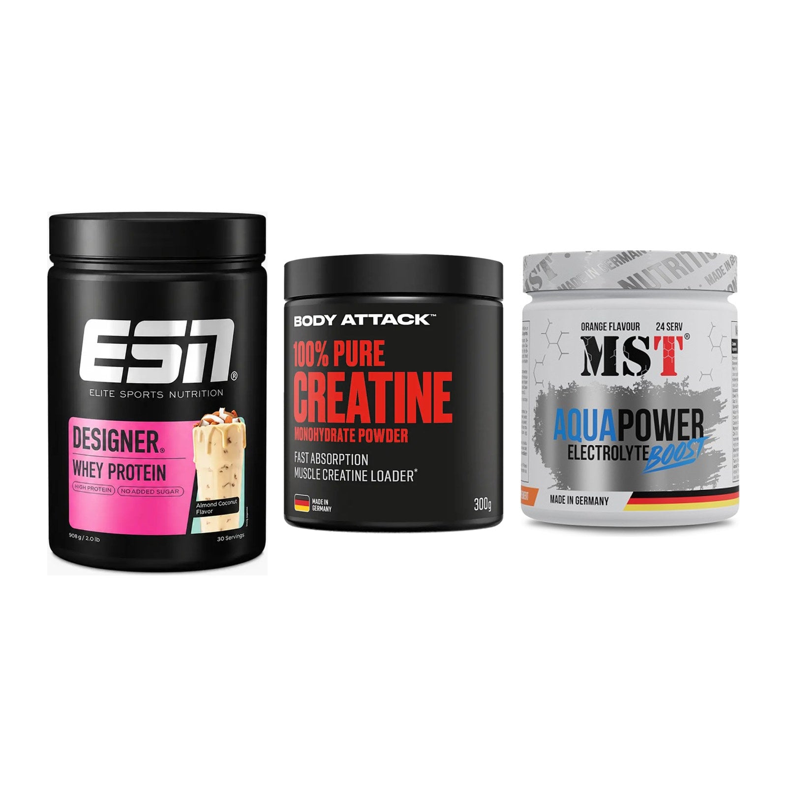 Einsteiger-Set: ESN Designer + Body Attack 100% + MST Aqua Power – alle enthaltenen Artikel