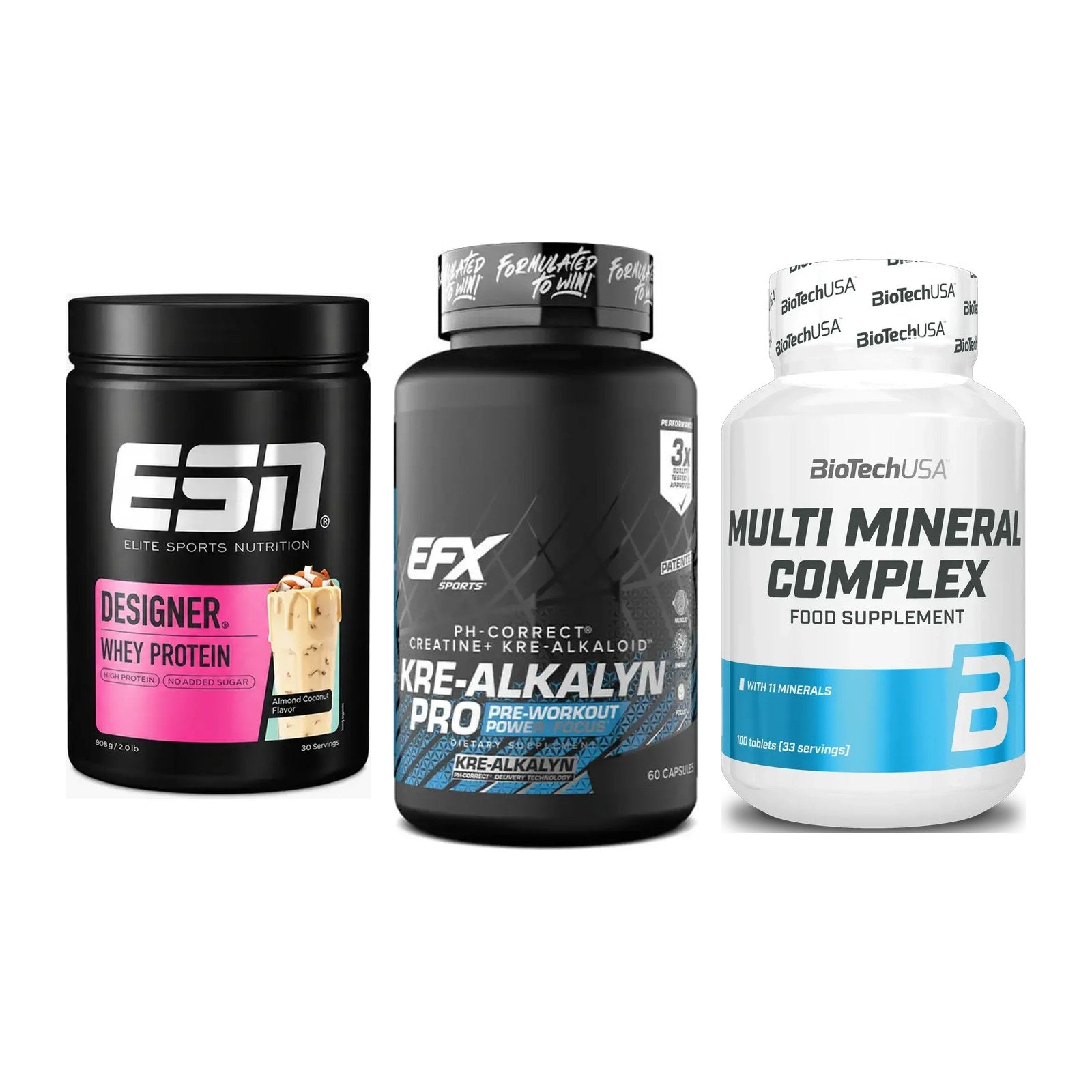 Einsteiger-Set: ESN Designer + EFX Kre-Alkalyn + BioTech Multi – alle enthaltenen Artikel