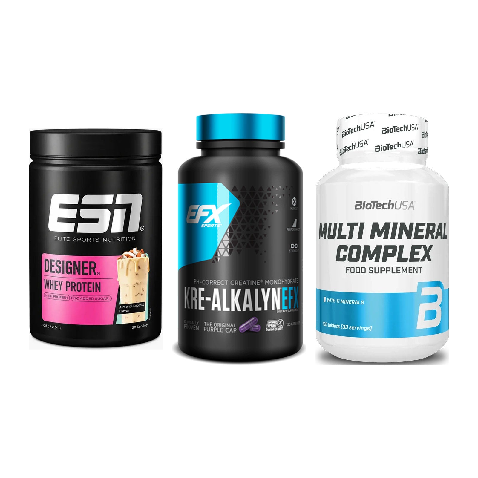 Einsteiger-Set: ESN Designer + EFX Kre-Alkalyn + BioTech Multi – alle enthaltenen Artikel