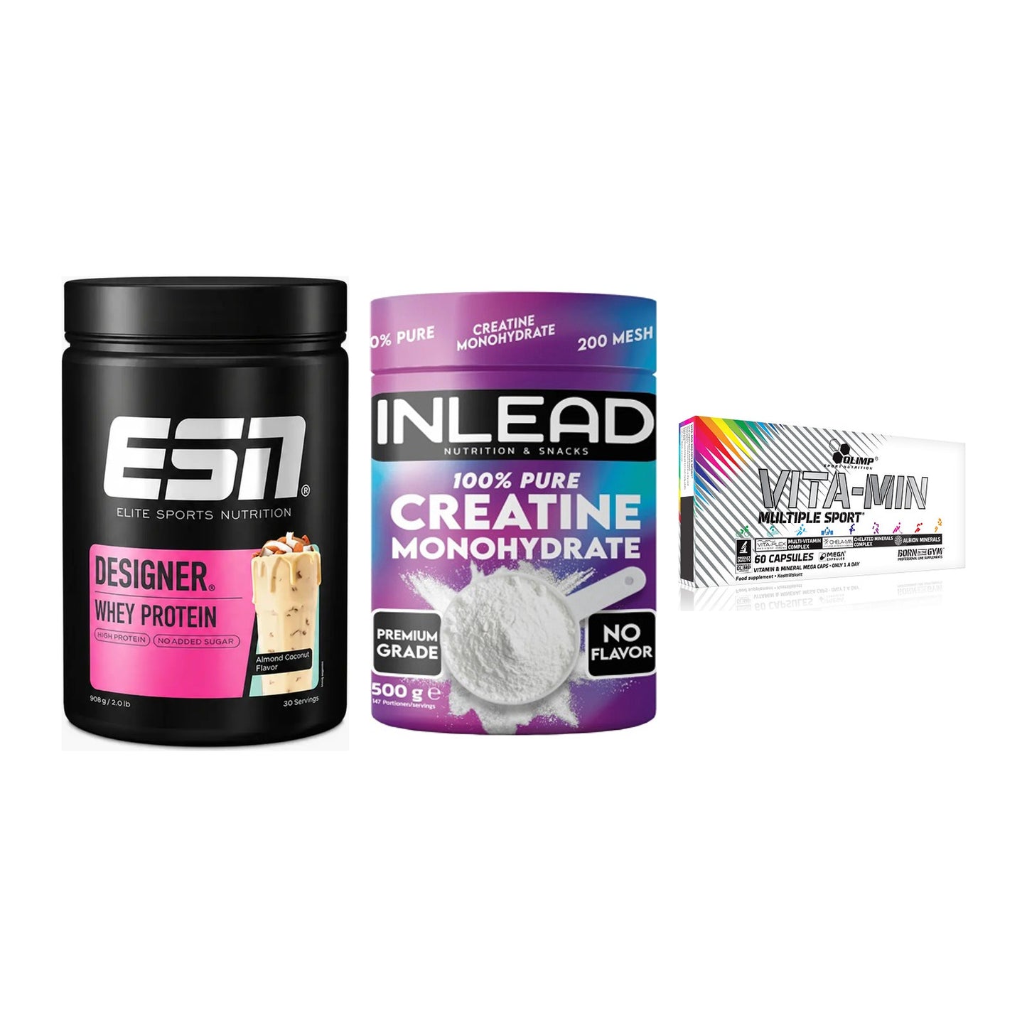 Einsteiger-Set: ESN Designer + INLEAD Creatine + Olimp Vita-Min – alle enthaltenen Artikel