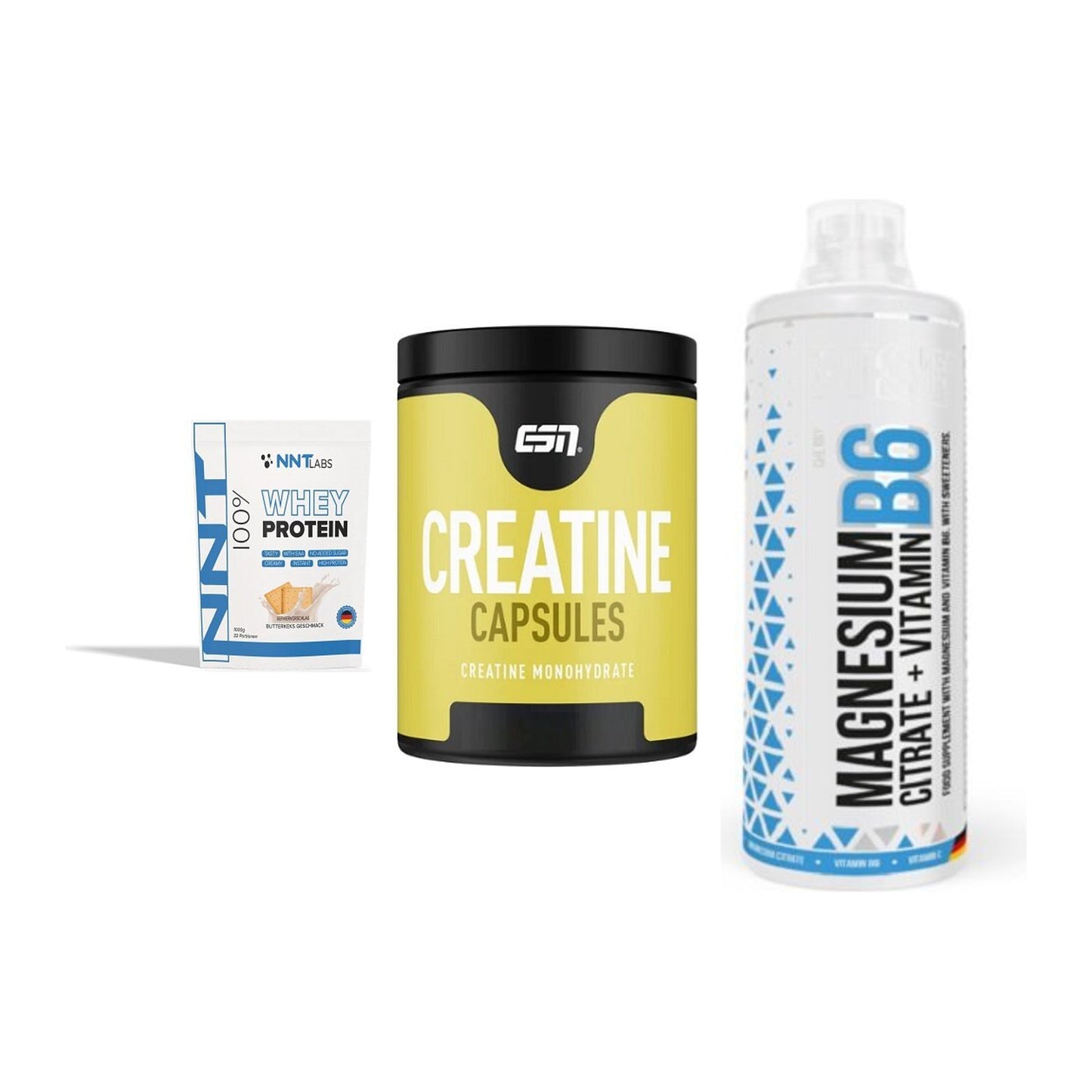 Einsteiger-Set: NNT Whey + ESN Ultrapure Creatine + MST Magnesium B6 – alle enthaltenen Artikel